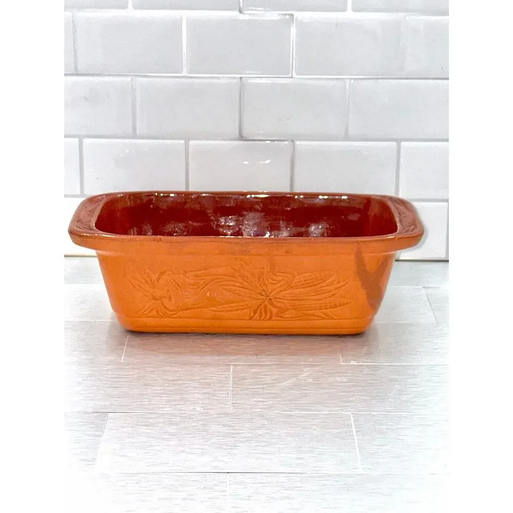 Vintage Gourmet Topf 1980 Made In USA Bread Loaf Clay Baking Dish Glazed